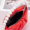 Borsa da sera Colore Perla Circolare Borsa pieghevole da donna 2022 Nuovo design elegante Mezza luna Manico tondo Cena Pochette Borsa da sposa 220622