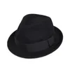 Samtida Stingy Brim Fedora Classic Black Wool Casual Fedora Hat Wool Felt British Girl Trilby Top Hat Trendy Man Boater Hat 27764301