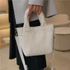 Women's Tote Bag Corduroy Crossbody s 2021 Girl Shopper Purse Fashion Casual Solid Color Minimalist Style Bucket Handbags