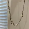 Sterling Silver Stitched Necklace Geometric Pattern Chain