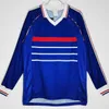 1998 Retro Soccer Jerseys långärmad Henry Thuram Thailand Shirts Home Classic Away Futbol Kits Men Maillots de Frances Football Jersey