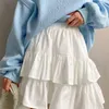 Green Womens Summer Skirt Ruffles Pleated Mini Elegant High Waist Short Cake Female Girls ALine Women 220704