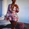 2020 Summer Women Set TrackSuits Beach Bohe Floral Print Tops Shorts Sexy Night Club Party Street Dwuczęściowy garnitur LJ200815