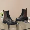 Classic Ankle Boots Fashion Designer Printing blandade f￤rger riktiga l￤derskor stretch boot halv stilett booty toppkvalitet platt klack kvinnors st￶vlar 4-10