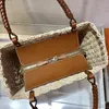 Luxurys Designer Strawtas Zomerbreien Handtas Dames Mandtassen Doos Type katoenen tas Inside Vacation Bag Beach Shopper Small T276C