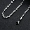 Mens Gold Chains Necklaces Stainless Steel Twist Chain Titanium Steel Black Silver Hip Hop Necklace Jewelry 3mm