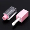 5 ml de luxe mini noir rose clair blanc en plastique carré plat brillant à lèvres baguette contenant des tubes