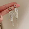 Moda de lustre de lustre longa e pérolas de pérolas earrings para mulheres quentes de cristal Dangle Drop Earings jóias coreanas