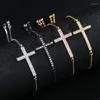 Bracelet croix fine chaîne à maillons en acier inoxydable Bracelets superposés réglables pour femmes Kent22