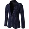 Boutique Men Suit Slim Fit One Button Striped Print Party Casual Business Coat Plus Sized Office Blazer 5XL D061