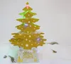 Juldekorationer mini Desktop Christmas Tree Ornaments Shiny 3D Pop-Up Card med Lights Xmas Decoration SN4634