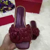 2021 New women slippers fashion Genuine leather flower petals Slipper Flip Flops Sandals Women Casual Flat Slides with box large s323r