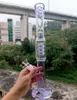 14 inch Light Purple Glass Bong Hookahs with Bowls Water Recycler Double Perc Female 14mm Smoking Pipes