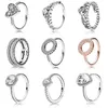 NEW 100% 925 Sterling Silver Ring fashion Popular Charms Wedding Ring For Women Heart-shaped Lovers Round Rings DIY Jewelry AA220315