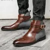 رجال أحذية الكاحل الأحذية الرسمية أحذية منخفضة الكعب على زخارف الإبزيم الأزياء البريطانية الموضة منحوتة الرجعية متعددة الاستخدامات DH894