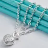 925 Sterling Silver 18 inch Chain AAA Zircon Heart Pendant Necklace For Man Women Charm Wedding Engagement Jewelry