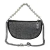 Abendtaschen Retro Helle Diamant Schulter Achseltasche Geldbörsen Mode Perlenkette Damen Clutch Sommer Mini Umhängetasche Luxus HandtascheEven