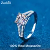 2CT Certified Asscher Cut Moissanite förlovningsringar Rhodium Plated 925 Silver Diamond Wedding Band Passage Test Ring Set Perfect217H