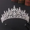 Headpieces luxe prinses Rhinestone Wedding Crown Silver Pageant Tiara Crowns Chic Bruid Hoofdbanden Bruiloft Haaraccessoires