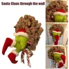 Christmas Thief Stole Grinch Plush Leg Wreath Doll Garland Stuffed Leg Christmas Hanging Decorations Door Ornament Xmas Gifts 22036890066