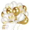 Rose Gold Confetti Latex Balloons White Balloon Ribbon for Show Birthday Wedding Bridal Shower Party Decorations Supplies MJ0750