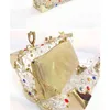 Evening Bags Gold Hard Box Acrylic Evening Clutch Bag Plaid Ring Handle Transparent Handbag Small Pu Bag Crystal Diamond Design Clutches X41r 220318