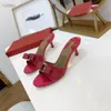 Fashion Designer Style Ladies Sandals Round Toe 5cm High Heels Cute Bow Summer Dress Temperament Sandals Oversized 34-42-43 With Box