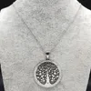 Pendant Necklaces Tree Of Life Crystal Stainless Steel Statement Necklace Women Silver Color Jewelry Christmas Gift Collar Mujer N28S03Penda