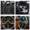 350mm/14in for MOMO Prototipo Style 6-Bolt Black Leather Racing Steering Wheel Gray Stitching with Horn Button