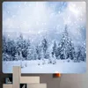 Weihnachtswald Schnee Wandteppich Bohemian Schlafzimmer Wanddekorte Teppiche Raumdekoration Koreanischer Stil Anhänger Tapiz J220804