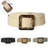 Women Belt Straw Casual Ultra Wide Female Woven Vintage Carved Wood Buckle Elastic Decoration Dress Shirt Waist Seal 220712