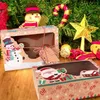 Gift Wrap 3Pcs Kraft Paper Boxes Xmas Christmas Candy Cookie Box Dessert Cupcake Chocolate With Tag DIY Wedding Package BagGift WrapGift
