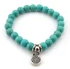 Bracelets de perles turquoise arbre hibou dauphin croix paume bracelets porte-bonheur pour homme femmes bijoux accessoires