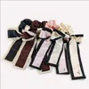 4Colors مصمم أحرف مزدوجة طباعة الزهور القوس القوس الأمعاء الشعر روابط حبل النساء scrunchies hairbands العصابات المطاطية مرنة حامل ذيل الحصان رأس