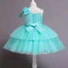 Robes de fille tenue de fête d'été robes cravate bandeau de cheveux paillettes tutu robe bleue