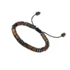 Urok bransoletki modne hematytu drewniane koraliki bransoletka męska ręcznie robiona pleciona regulowana skórzana linowa koralika dla mężczyzn przyjaźń biżuteria