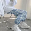 Herenbroek plaid harem heren lente zomer high street enkel bated joggers joggers joggroeven knappe trekkoord mannelijke casual broek