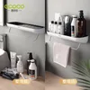 Prateleiras de banheiro do ECOCO Organizador Montagem de parede Home Toalha Plataforma de shampoo Rack com barra de toalhas Acessórios para o banheiro de armazenamento 220423