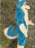 Usine vente renard bleu cheveux longs costume de mascotte pour adultes noël Halloween tenue déguisement fête d'anniversaire