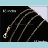 Chains Necklaces Pendants Jewelry 1Mm Thin 18K Gold Plated Rolo/Rollo Chain Necklace 925 Stamp Lobster Clasp Wholesale For Pendant C003 Dr