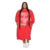 Plus Size Dresses 2022 Women Clothing Hoodies Tracksuit Letter Print Loose Casual Pockets Maxi Dress Urban