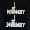 Ciondolo porta soldi in dollari USA ghiacciato, in oro, argento, colore, bling, zirconi cubici, collana hip-hop da uomo, gioielli, nave di goccia