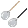 Baking Moulds Pizza Turning small Peel Paddle Short round Tool Non Slip wooden Handle 7 8 9 inch Perforated Shovel Aluminum 220919