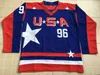 Sj98 96 Charlie Conway Jersey 2017 Team USA Mighty Ducks Movie Hockey su ghiaccio Jersey Tutto cucito e ricamato