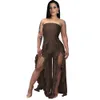 Newest Chest Wrap Jumpsuits For Womens Solid Color Ruffles Split Slim Sexy Strapless One Piece Rompers P80458