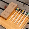 Disposable Toothbrushes Bath Supplies El Home Garden Eco Friendly Bamboo Toothbrush Pack Of 5 Flat Handle With Kraft Box Travel For And Dr