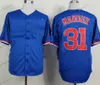 Mens 31 Greg Chicago Maddux Atlanta Baseball Jerseys Vintage 1988 Stitched Blue Shirts Pullover 300 Wins Patch