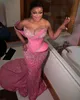 Plus size Arabisch Aso Ebi roze luxueuze zeemeermin prom jurken pure nek sprankelende avond formeel feest tweede receptie verjaardag verloving jurken jurk zj444 407