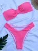2022 Nouveau sexy bandeau côtelé bikini maillot de bain brésilien femmes maillot de bain femme bikini à bretelles ensemble deux pièces maillot de bain baigneurs Y220420