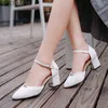 2022 NEW Elegant Sweet Pointed Thick with Single Shoes Wild Korean Fashion Small Fresh High Heels Comfort Womens Shoes G220516